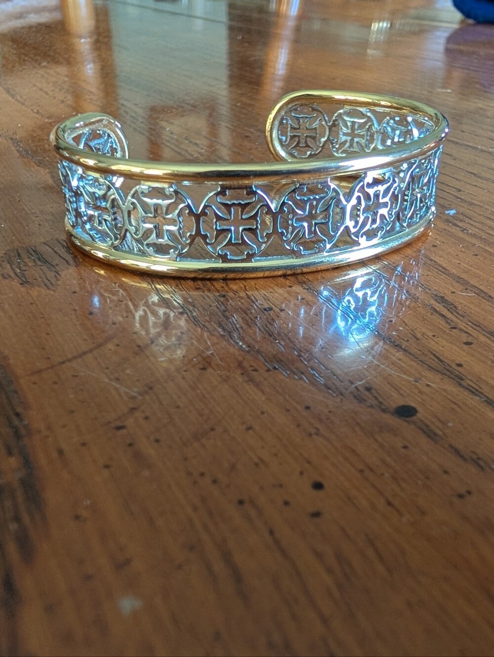 Authentic Rustic Cuff Two-Tone Cross Filigree Cuff Bracelet